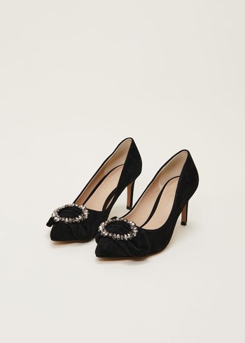 Phase Eight Jewel Front Bow Court Heels Black Canada | FUIELD-589